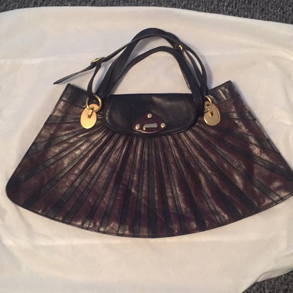 70’s etro inspired style Fan shaped hand bag